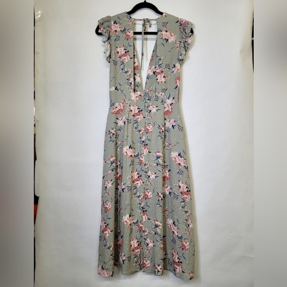 Storia Floral Linen/Rayon Midi Dress - Picture 4 of 14